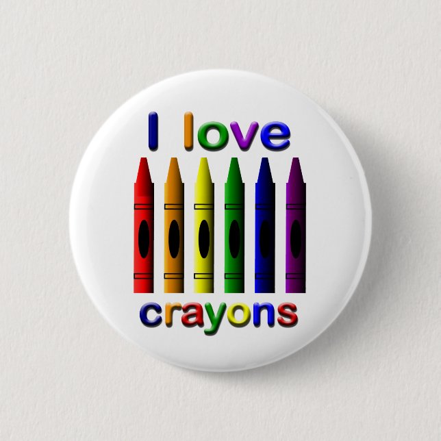 Bóton Redondo 5.08cm Eu Amo Crayons Pin Back Button (Frente)