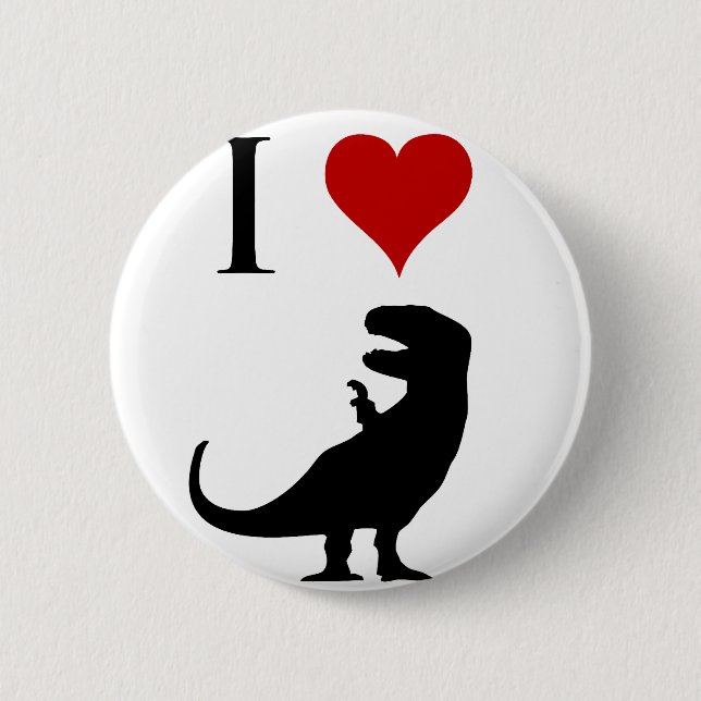 Bóton Redondo 5.08cm Eu amo dinossauros - T-Rex (Frente)