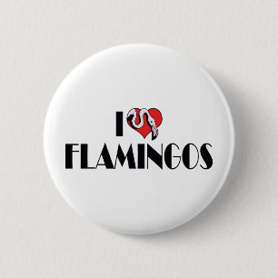 Bóton Redondo 5.08cm Eu Amo Flamingos de Coração - Amantes de Flamingo
