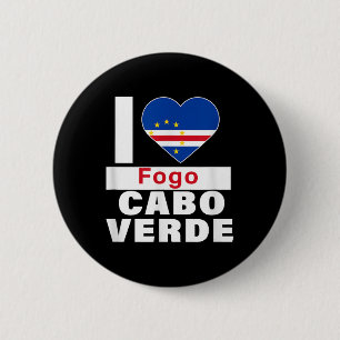 Bóton Redondo 5.08cm Eu Amo Fogo Cabo Verde Com Coração Da Bandeira De 