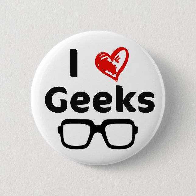 Bóton Redondo 5.08cm Eu amo geeks (Frente)