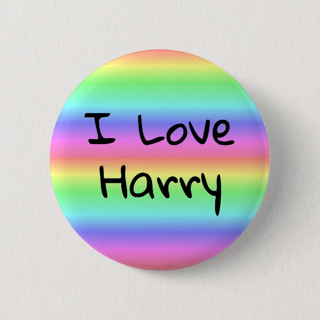 Bóton Redondo 5.08cm Eu amo Harry Rainbow Pride Button (Frente)