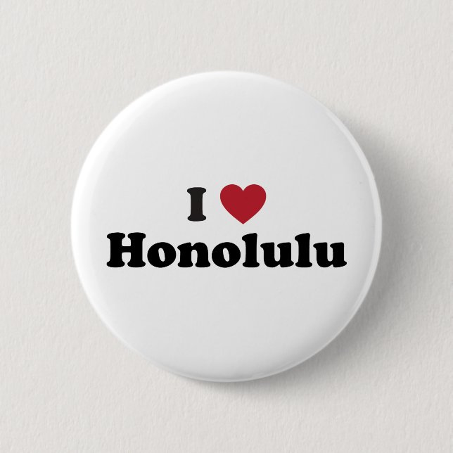 Bóton Redondo 5.08cm Eu amo Honolulu Havaí (Frente)