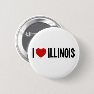 Bóton Redondo 5.08cm Eu Amo Illinois • Eu Adoro Illinois Botão Redondo