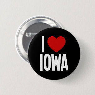 Bóton Redondo 5.08cm Eu Amo Iowa • Eu Adoro Iowa Botão Redondo