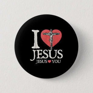 Bóton Redondo 5.08cm Eu Amo Jesus Cristão Jesus Ama Você Versículo da B