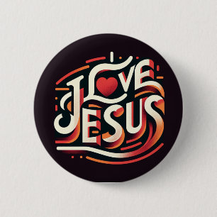 Bóton Redondo 5.08cm Eu amo Jesus cristão religioso