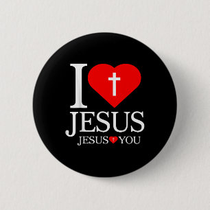Bóton Redondo 5.08cm Eu Amo Jesus Cruz Cristã Deus Fé Bíblia Religião