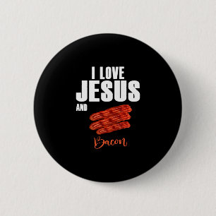 Bóton Redondo 5.08cm Eu amo Jesus e Bacon, religioso cristão engraçad
