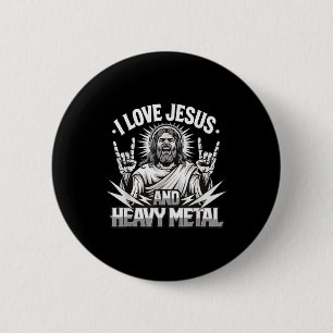 Bóton Redondo 5.08cm Eu Amo Jesus E Heavy Metal 2