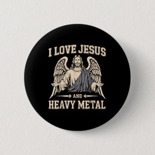 Bóton Redondo 5.08cm Eu Amo Jesus E Heavy Metal 3