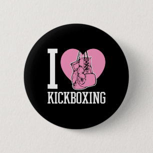 Bóton Redondo 5.08cm Eu Amo Kickboxing Coração Divertido Fofo Boxe Arte