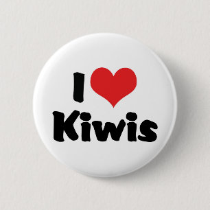 Bóton Redondo 5.08cm Eu Amo Kiwis do Coração - Amante de Pássaros Kiwi