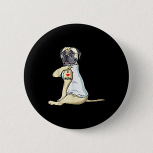 Bóton Redondo 5.08cm Eu Amo Mamãe Tatuagem Inglês Mastiff Mãe Cachorro 