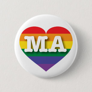 Bóton Redondo 5.08cm Eu amo Massachusetts Orgulho gay