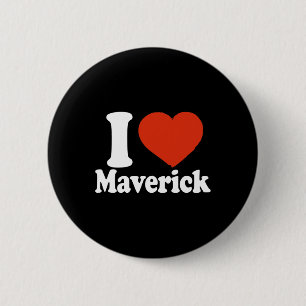 Bóton Redondo 5.08cm Eu amo Maverick, eu amo Maverick, coração vermelho