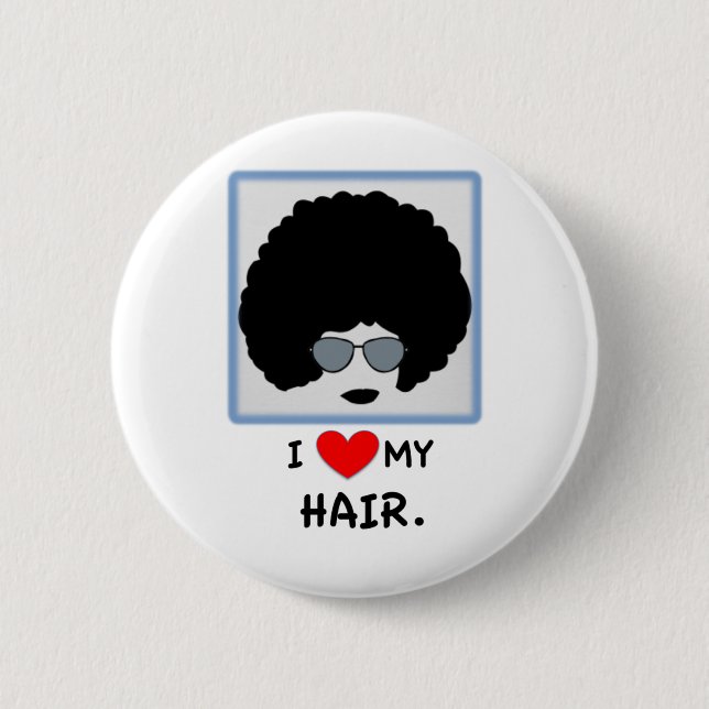 Bóton Redondo 5.08cm Eu amo meu cabelo - Afro (Frente)