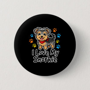 Bóton Redondo 5.08cm Eu Amo Meu Cachorro Snorkie Cute Schnauzer Yorkie