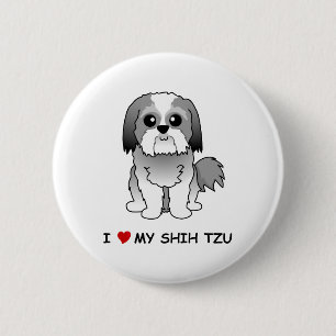 Bóton Redondo 5.08cm Eu amo meu crachá de Shih Tzu