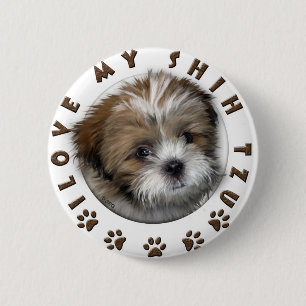Bóton Redondo 5.08cm Eu Amo Meu Design De Pet Shhh Tzu