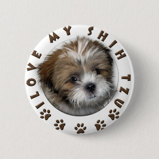 Bóton Redondo 5.08cm Eu Amo Meu Design De Pet Shhh Tzu