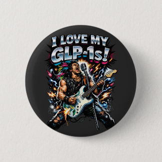 Bóton Redondo 5.08cm Eu Amo Meu GLP-1s Gráfico Neon de Guitarrista de R