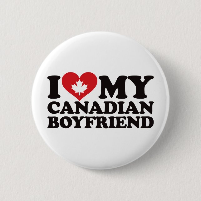 Bóton Redondo 5.08cm Eu amo meu namorado canadense (Frente)