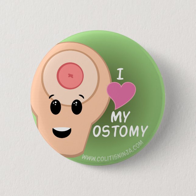 Bóton Redondo 5.08cm Eu amo meu Ostomy! (Frente)