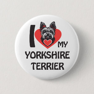 Bóton Redondo 5.08cm Eu Amo Meu Yorkshire Terrier - Cachorro de Yorkshi