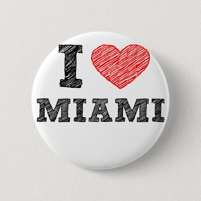 Bóton Redondo 5.08cm Eu Amo Miami (Frente)