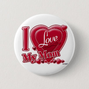 Bóton Redondo 5.08cm Eu amo minha mãe vermelha