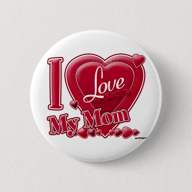 Bóton Redondo 5.08cm Eu amo minha mãe vermelha (Frente)