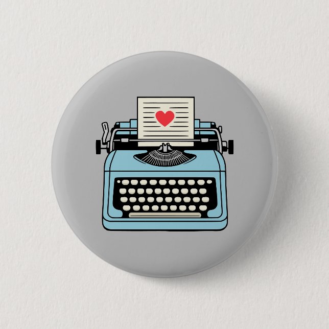 Bóton Redondo 5.08cm Eu amo minha máquina de escrever (Frente)