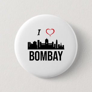 Bóton Redondo 5.08cm Eu amo Mumbai ou Bombaim India