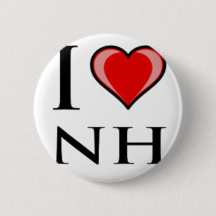 Bóton Redondo 5.08cm Eu amo NH - New Hampshire