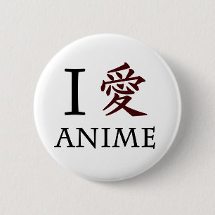 Bóton Redondo 5.08cm Eu amo o Anime