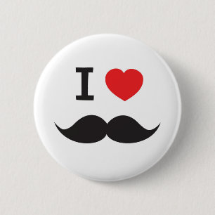 Bóton Redondo 5.08cm Eu amo o bigode