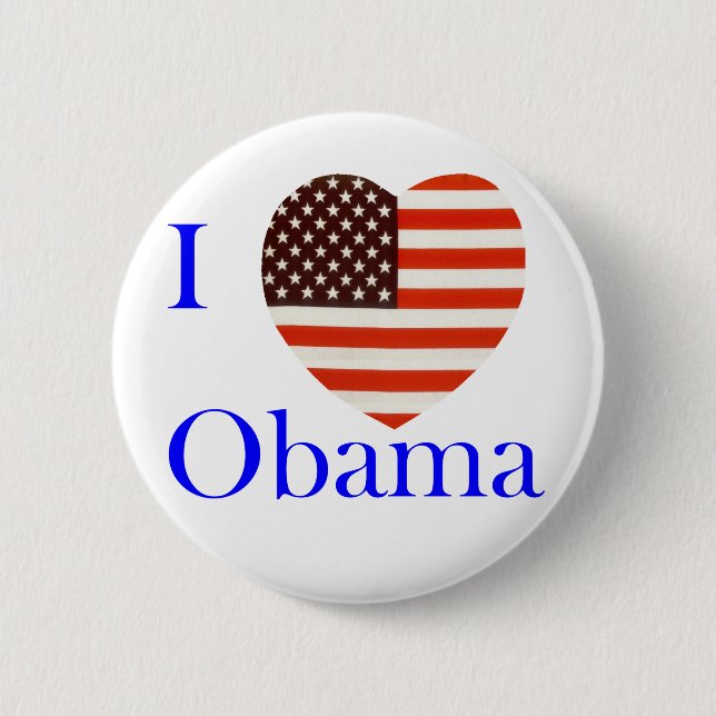Bóton Redondo 5.08cm Eu amo o botão de Obama (Frente)