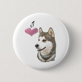 Bóton Redondo 5.08cm Eu amo o design da arte do cão do rouco Siberian