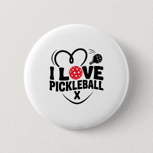 Bóton Redondo 5.08cm Eu amo o dia dos namorados de pickleball coração 