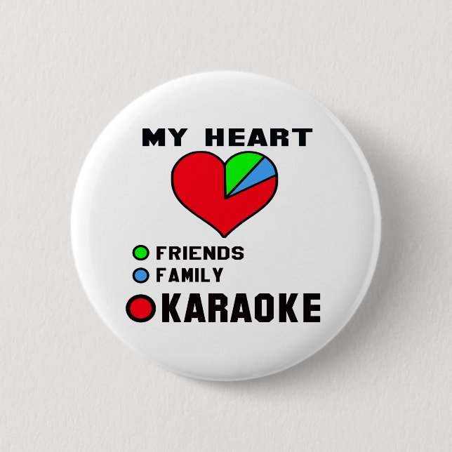 Bóton Redondo 5.08cm Eu amo o Karaoke. (Frente)