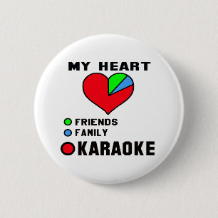 Bóton Redondo 5.08cm Eu amo o Karaoke.
