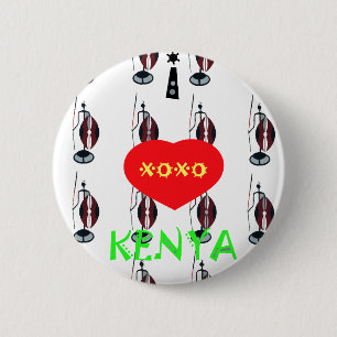 Bóton Redondo 5.08cm Eu amo o Kenya Maasai Art Impressão