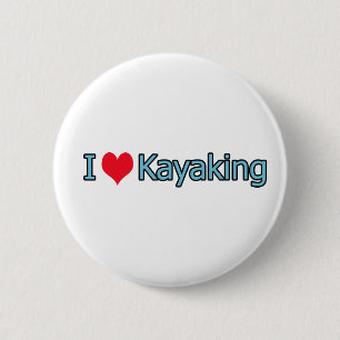 Bóton Redondo 5.08cm Eu amo o logotipo Kayaking