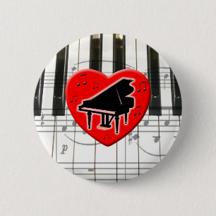 Bóton Redondo 5.08cm Eu amo o piano