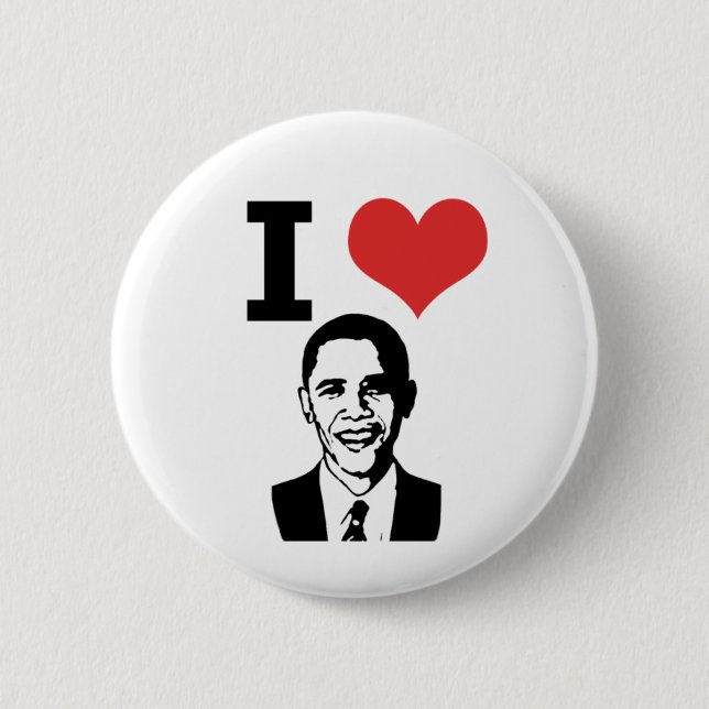 Bóton Redondo 5.08cm Eu amo o Pin de Obama (Frente)