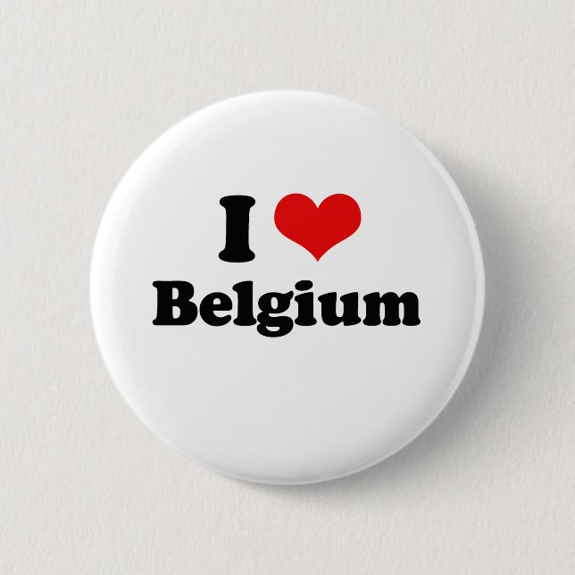 Bóton Redondo 5.08cm Eu amo o Tshirt de Bélgica (Frente)