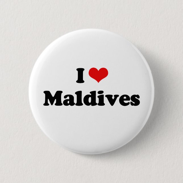 Bóton Redondo 5.08cm Eu amo o Tshirt de Maldives (Frente)