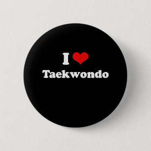 Bóton Redondo 5.08cm Eu amo o Tshirt de Taekwondo