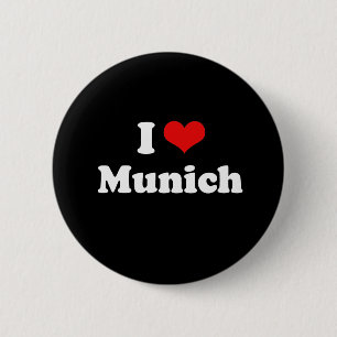 Bóton Redondo 5.08cm Eu amo o Tshirt do branco do Tshirt de Munich